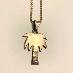Palm Tree Sterling Silver Pendant Necklace